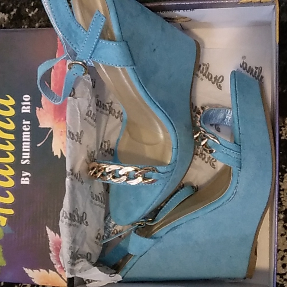 Blue Wedge Sandal